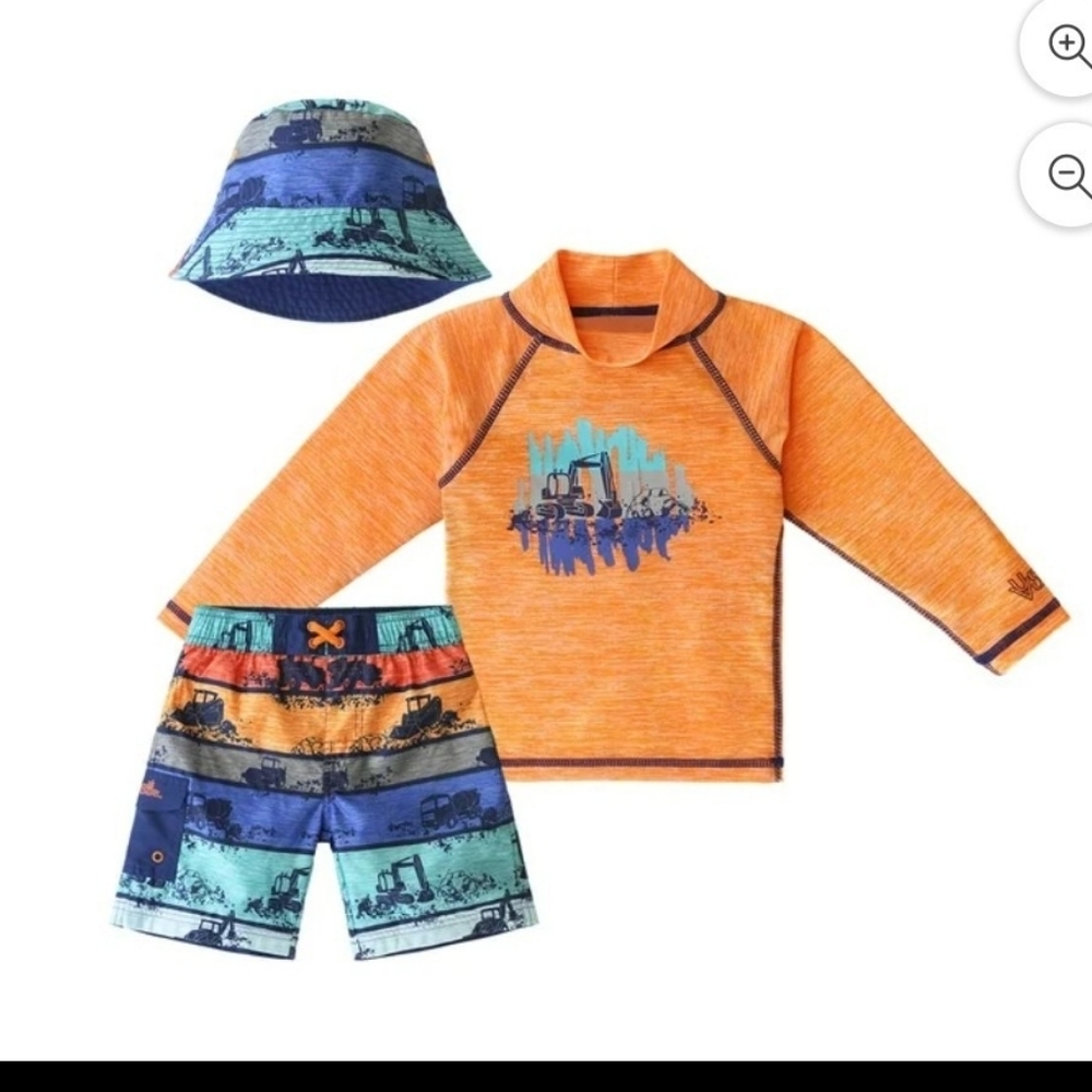 UV SKINZ Boys 3 Piece Sun and Swim Set with UPF 50+ Sun Protection. NWT Size 2T
